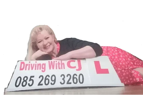 Clare Daly beside their learner car